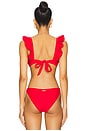 view 3 of 4 Ruffle Bikini Top in Red