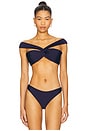 view 1 of 4 Olivia Draped Bandeau Bikini Top in Navy