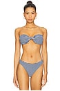 view 1 of 5 Stripe Knot Bandeau Bikini Top in Navy