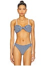 view 2 of 5 Stripe Knot Bandeau Bikini Top in Navy