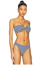 view 3 of 5 Stripe Knot Bandeau Bikini Top in Navy