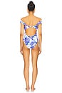 view 3 of 3 Brushwork Floral Bandeau One Piece in Blue Multi