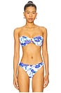 view 1 of 5 Brushwork Floral Bandeau Bikini Top in Blue Multi