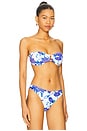 view 3 of 5 Brushwork Floral Bandeau Bikini Top in Blue Multi