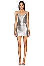 view 1 of 4 Cross Drape Chain Mail Mini Dress in Silver