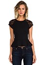 view 1 of 6 Peplum Top with Lace Back in Black