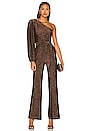 view 1 of 4 Imane One Shoulder Jumpsuit in Black & Bronze