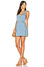 view 1 of 3 Float Denim Wrap Mini Pinnie Dress in Denim Blue