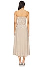 view 3 of 4 Artemis Shirred Midi Dress in Tan Stripe