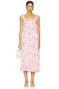 view 1 of 3 VESTIDO MIDI COM BABADOS BRIA in Pink & White