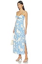 view 1 of 5 Alessia Twist Front Midi Dress in Blue & Cream Floral