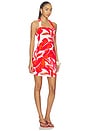 view 2 of 3 Ravelo Halter Mini Dress in Red & White Leaf