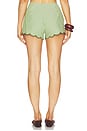view 4 of 6 Capri Scallop Hem Shorts in Green Stripe