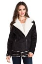 view 2 of 5 Always and Forever Biker Faux Shearling Jacket in Black/White in Black & White