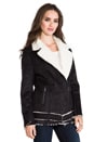 view 3 of 5 Always and Forever Biker Faux Shearling Jacket in Black/White in Black & White