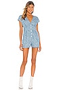 view 1 of 3 Jaye Chambray Romper in Blue & White