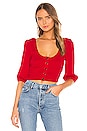 view 1 of 5 Kyla Shirred Crop Top in Red
