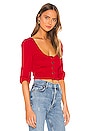 view 2 of 5 Kyla Shirred Crop Top in Red