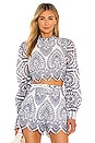 view 1 of 4 Emilee Anglaise Blouse in White & Navy