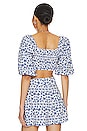 view 3 of 4 Ithica Shirred Crop Top in Blue & White