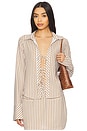 view 1 of 5 Artemis Tie Shirt in Tan Stripe