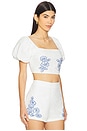 view 2 of 4 Sonnet Embroidered Top in White & Blue
