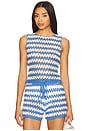 view 1 of 4 CALLY クロシェクロップトップ in Blue & White