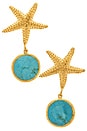 view 1 of 2 SEASTAR ドロップイヤリング in Gold & Turquoise