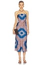 view 1 of 3 VESTIDO MIDI THARA in Sapphire Tapis Satin