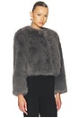 view 2 of 4 Jordyn Cropped Faux Fur Jacket in Dark Grey in Darkk Grey