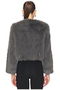 view 3 of 4 Jordyn Cropped Faux Fur Jacket in Dark Grey in Darkk Grey