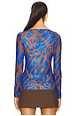 view 3 of 4 Lira Top in Blue & Brown Matrix