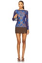 view 4 of 4 Lira Top in Blue & Brown Matrix