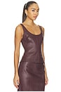 view 2 of 4 Stretch Leather Top in Bitter Chocolate