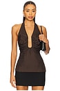 view 1 of 4 The Alusia Silk Top in Chocolate