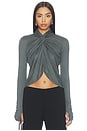 view 1 of 4 Tencil Longsleeve Twist Top in Dark Charcoal	Marle