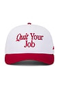 view 1 of 3 Quit Your Job Snapback Hat in White & Cherry