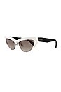 view 2 of 3 LUNETTES DE SOLEIL CATWALK STYLE in White & Gradient Silver Mirror