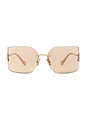 view 1 of 3 Rectangle Sunglasses in Pale Gold