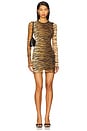 view 1 of 4 Tiger Stripes Long Sleeve Dress in Multi Brown