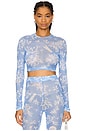 view 1 of 4 Floral Long Sleeve Top in Multi Light Blue