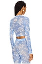 view 3 of 4 Floral Long Sleeve Top in Multi Light Blue
