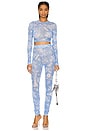 view 4 of 4 Floral Long Sleeve Top in Multi Light Blue