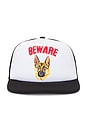 view 1 of 2 Beware Sign Trucker Hat in Black