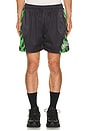view 1 of 5 Toxic Flames Mesh Shorts in Black & Green