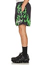 view 2 of 5 Toxic Flames Mesh Shorts in Black & Green