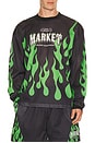 view 1 of 5 Toxic Flames Long Sleeve Mesh Jersey in Black & Green
