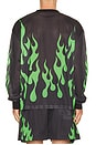 view 3 of 5 Toxic Flames Long Sleeve Mesh Jersey in Black & Green