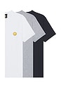 view 1 of 5 Smiley Studios Tee 3 Pack in White, Skipper Blue, & Heather Grey