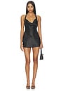 view 1 of 4 Metal Buckle Halter Cowl Neck Mini Dress in Black